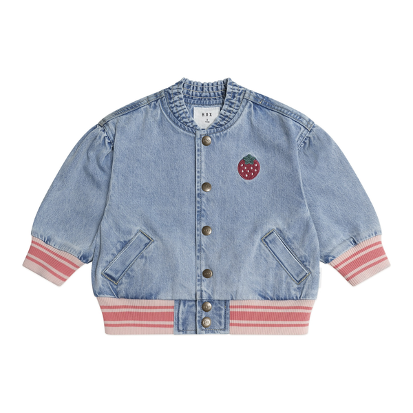 Huxbaby Dreamy Denim Strawberry Bomber