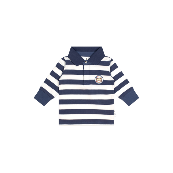 Huxbaby Navy Stripe Longsleeve Polo Top