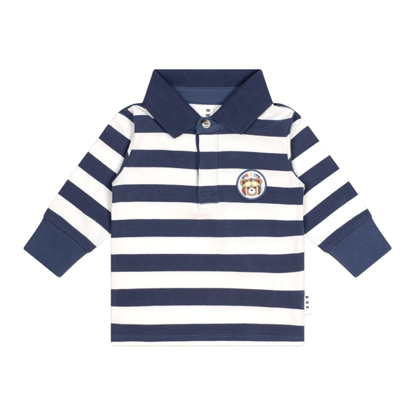 Huxbaby Navy Stripe Longsleeve Polo Top