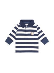 Huxbaby Navy Stripe Longsleeve Polo Top-tops-Bambini