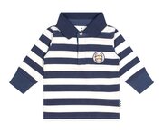 Huxbaby Navy Stripe Longsleeve Polo Top-tops-Bambini