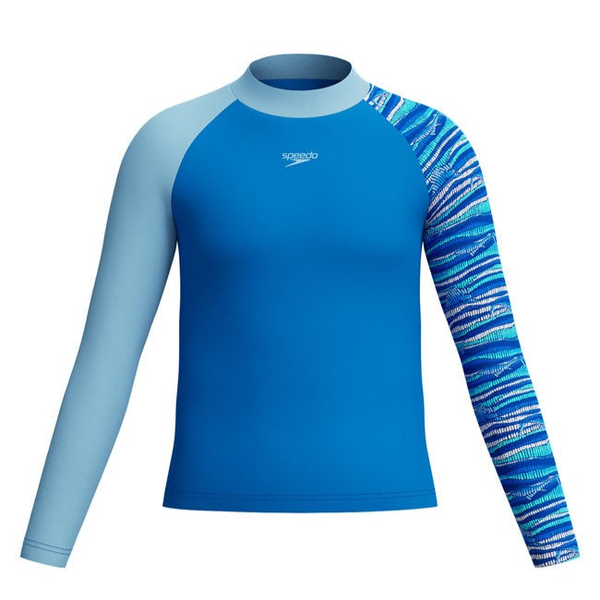 Speedo Lagoon Blue Print LS Rash Top