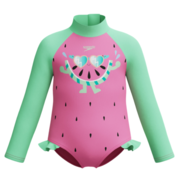 Speedo Girls Digi Print LS Frill Swimsuit-swimwear-Bambini