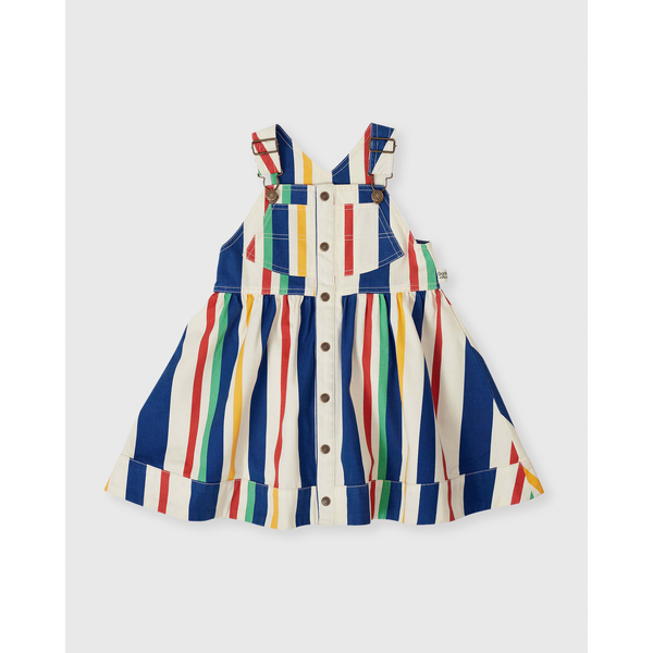 Goldie + Ace 90's Bold Stripe Heidi Denim Pinafore Dress