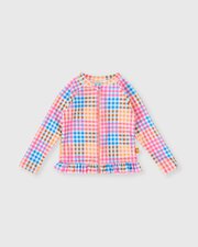 Goldie + Ace Rainbow Gingham Zip Up Rashguard-swimwear-Bambini