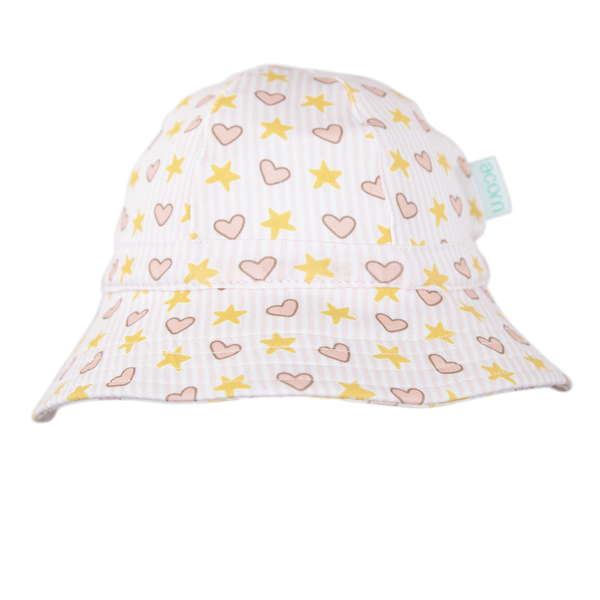 Acorn Love and Stars Stretch Cotton Wide Brim Sunhat