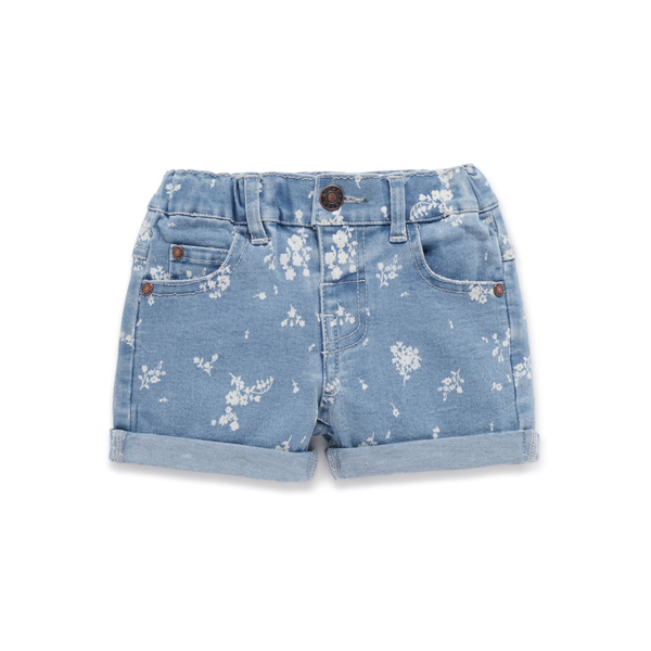 Aster & Oak Eve Floral Denim Shorts