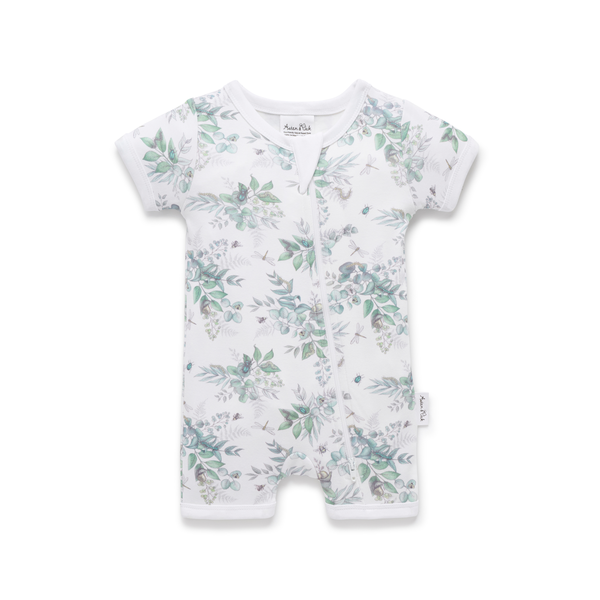 Aster & Oak Snuggle Bug SS Zip Romper