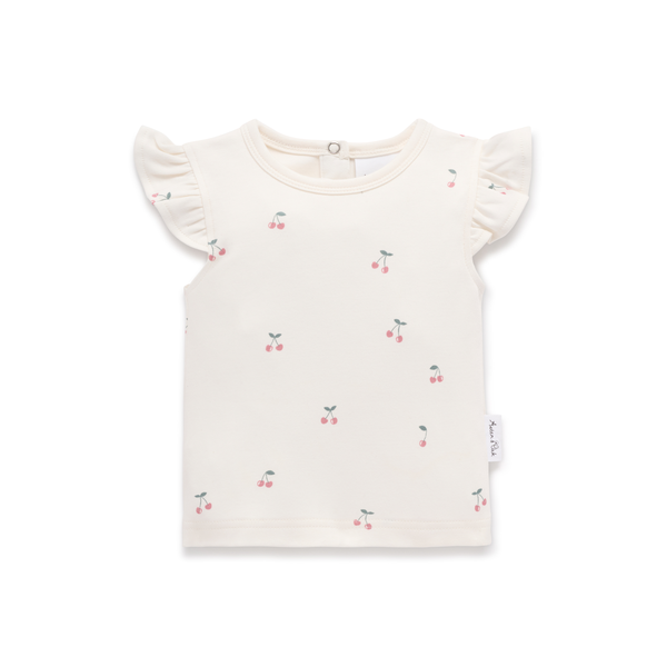 Aster & Oak Cherry Flutter Top