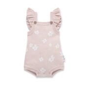Aster & Oak Flower Ruffle Knit Romper-bodysuits-and-rompers-Bambini