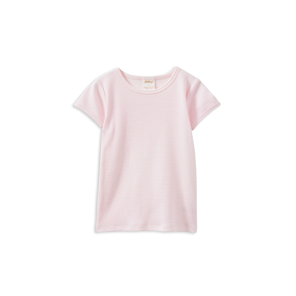 Milky Pink Stripe Rib Tee