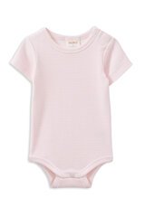 Milky Pink Stripe Rib Bubbysuit-bodysuits-and-rompers-Bambini