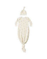 Quincy Mae Knotted Baby Gown + Hat Set-sleepwear-and-bedding-Bambini