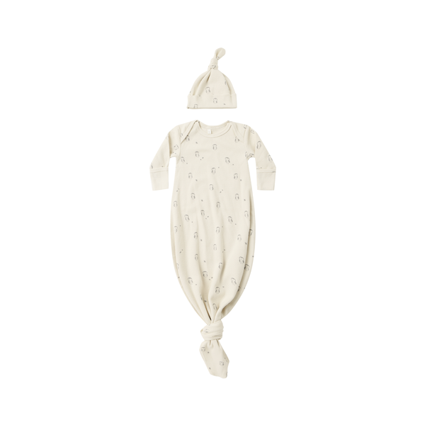 Quincy Mae Knotted Baby Gown + Hat Set