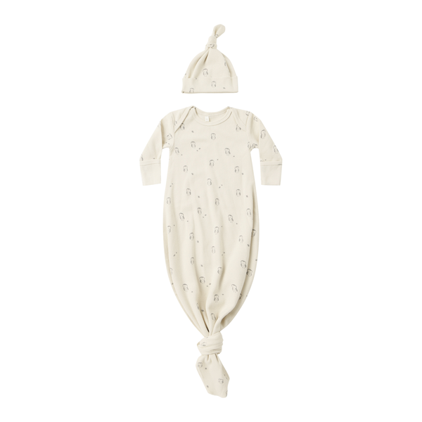Quincy Mae Knotted Baby Gown + Hat Set