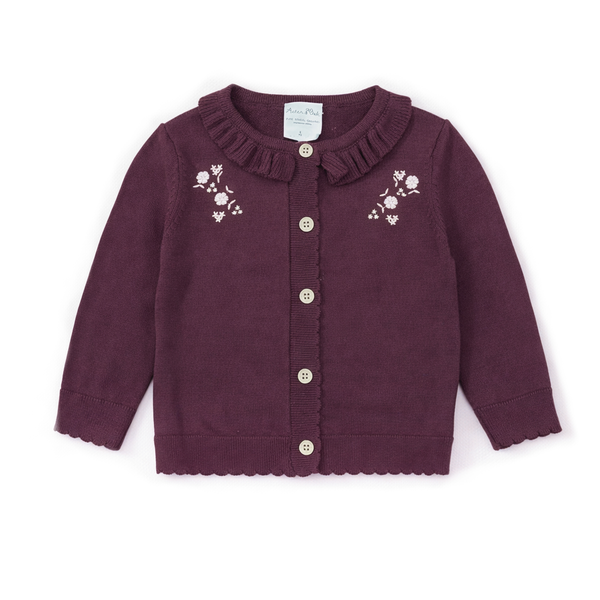 Aster & Oak Plum Floral Knit Cardigan