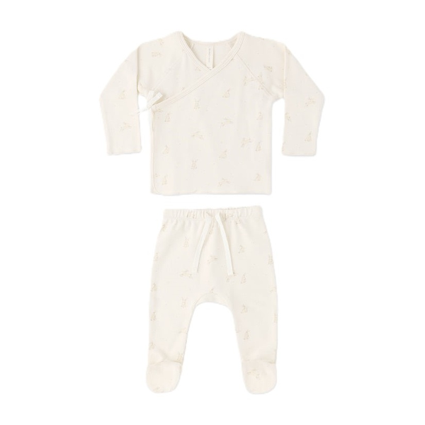 Quincy Mae Wrap Top + Footed Pant Set