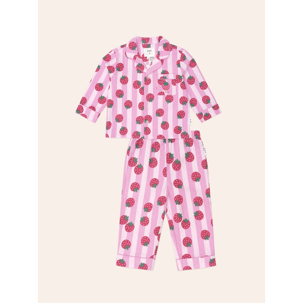 Huxbaby Strawberry Fields Forever Stripe Flannel PJ Set