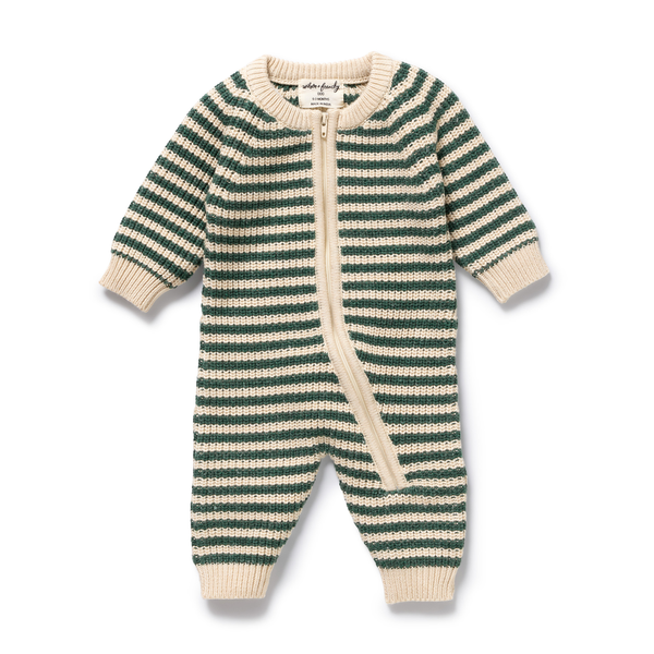 Wilson & Frenchy Organic Knitted Stripe Growsuit