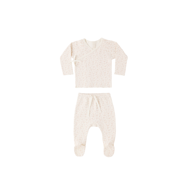 Quincy Mae Wrap Top + Footed Pant Set