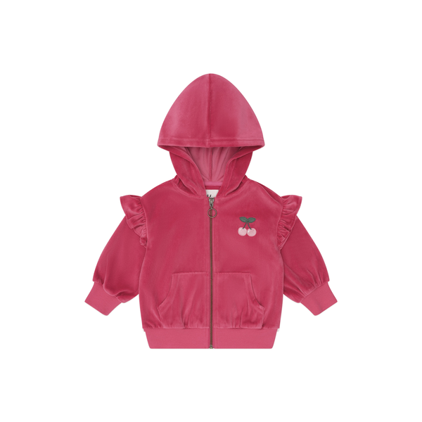 Huxbaby Very Cherry Velour Zip Up Hoodie