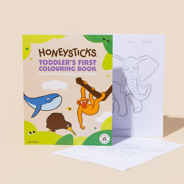 Honeysticks Toddler's First Colouring Book - Endangered Animals Adventure