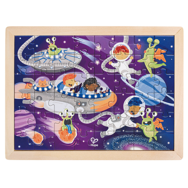 Hape Double Sided Space Friends Colour Puzzle 48pc