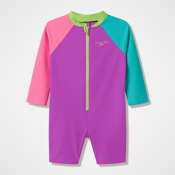 Speedo Toddler Girls Colourblock LS Zip Swimsuit 1PC