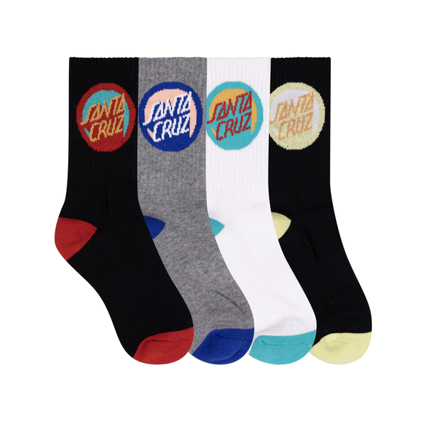 Santa Cruz Bold Shadow Dot Crew Sock 4 Pack