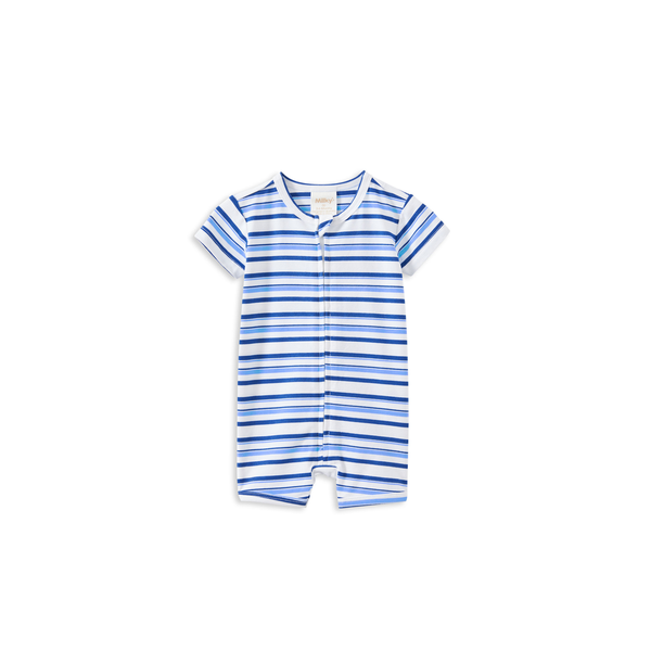 Milky Blue Stripe Zip Romper