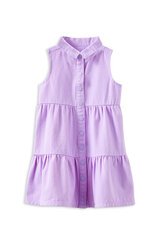 Milky Lilac Twill Dress-dresses-and-skirts-Bambini