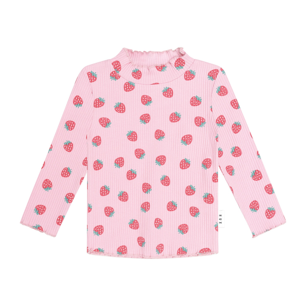 Huxbaby Strawberry Print Rib Skivvy