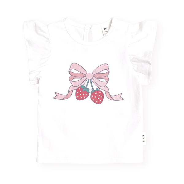 Huxbaby Strawberry Bow Frill Tee