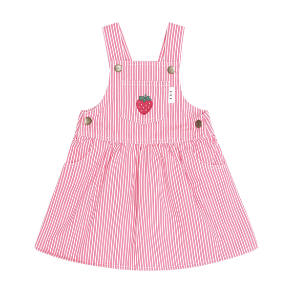 Huxbaby Strawberry Emb Stripe Pinafore