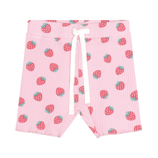 Huxbaby Strawberry Print Rib Bike Short