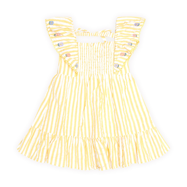 Huxbaby Flower Field Stripe Shirred Dress