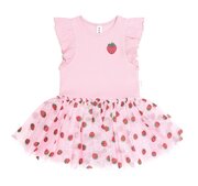 Huxbaby Strawberry Emb SS Tulle Dress-dresses-and-skirts-Bambini