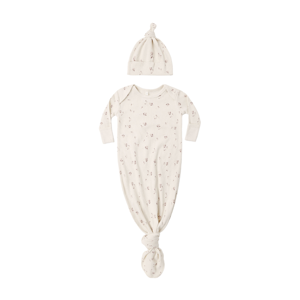Quincy Mae Knotted Baby Gown and Hat Set