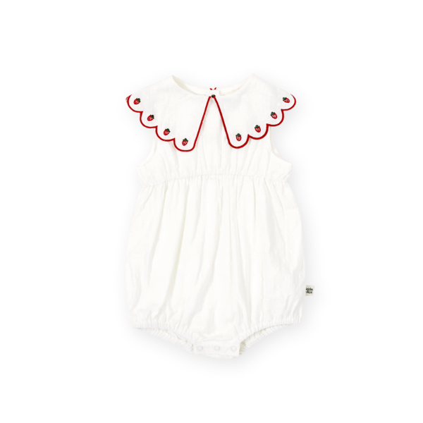 Goldie + Ace Scallop Collar Strawberry Romper