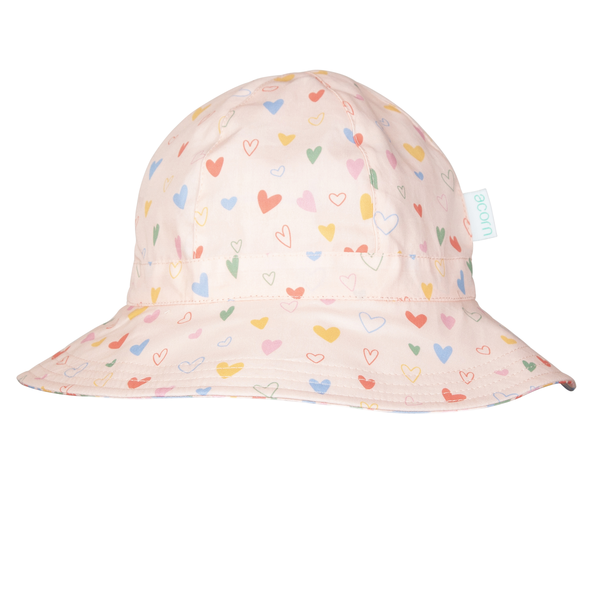 Acorn Floating Hearts Reversible Wide Brim Sunhat