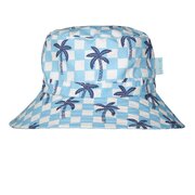 Acorn Blue Checked Palms Wide Brim Bucket Hat-hats-and-sunglasses-Bambini