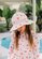 Acorn Striped Posy Wide Brim Swim Hat