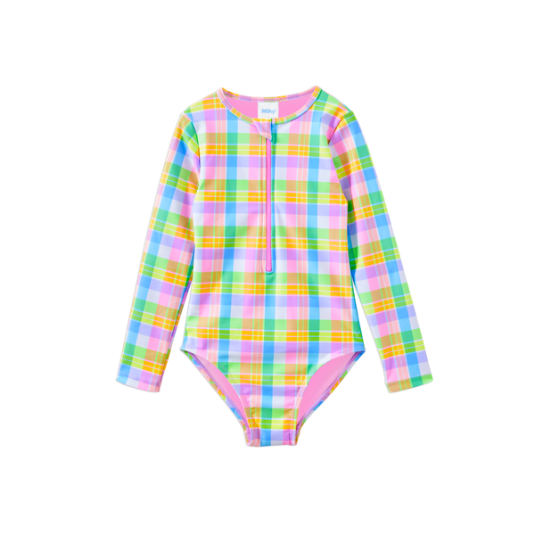 Milky Carnival Check LS Swimsuit